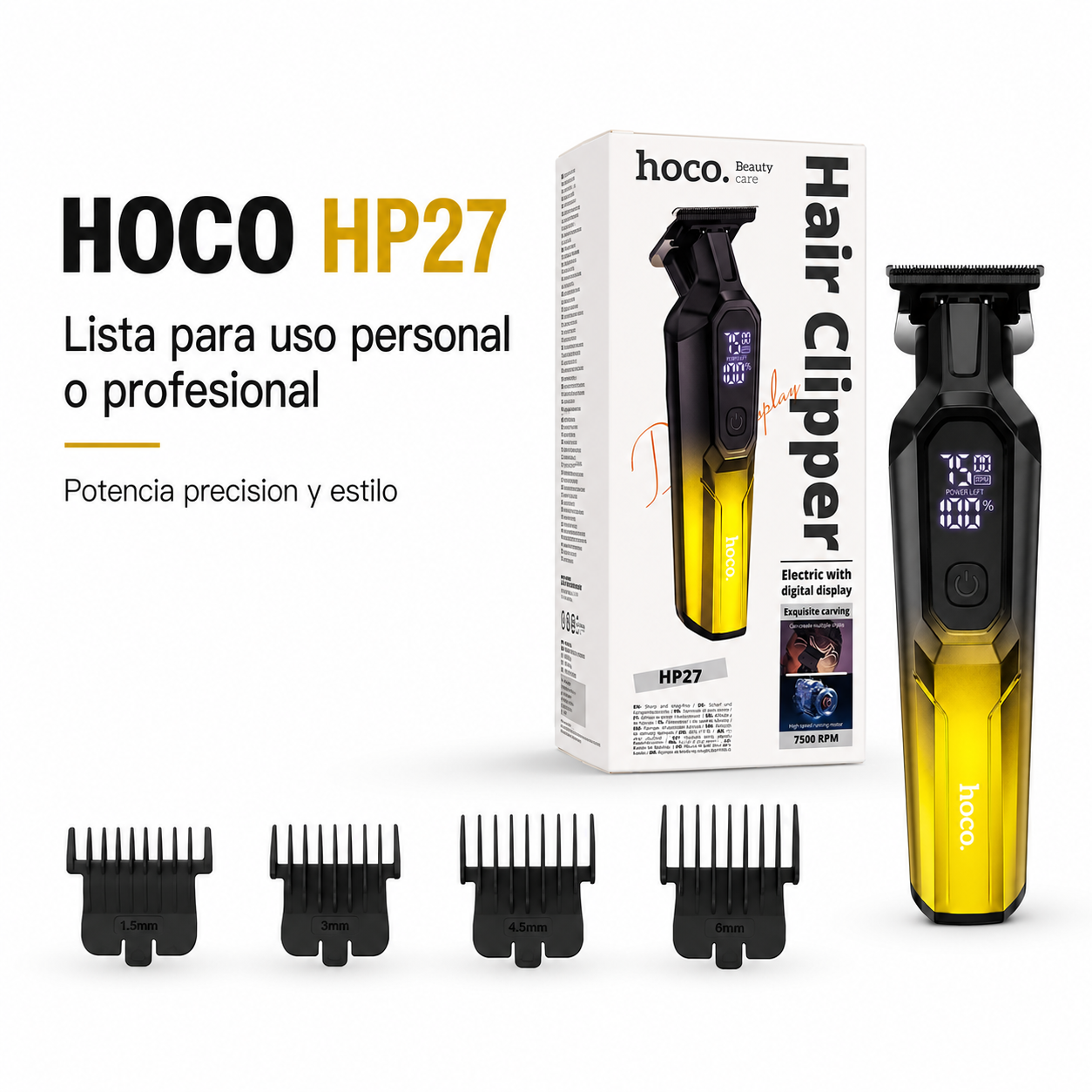 Trimmer Cortapelo Hoco HP27 Display Digital 7500 RPM-8