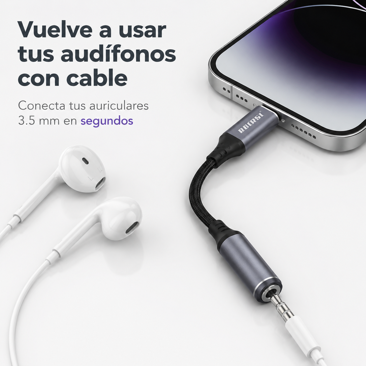 Adaptador Lightning A Jack 3 5mm Audio Para iPhone-5