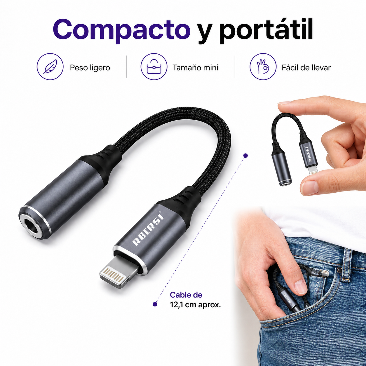 Adaptador Lightning A Jack 3 5mm Audio Para iPhone-7