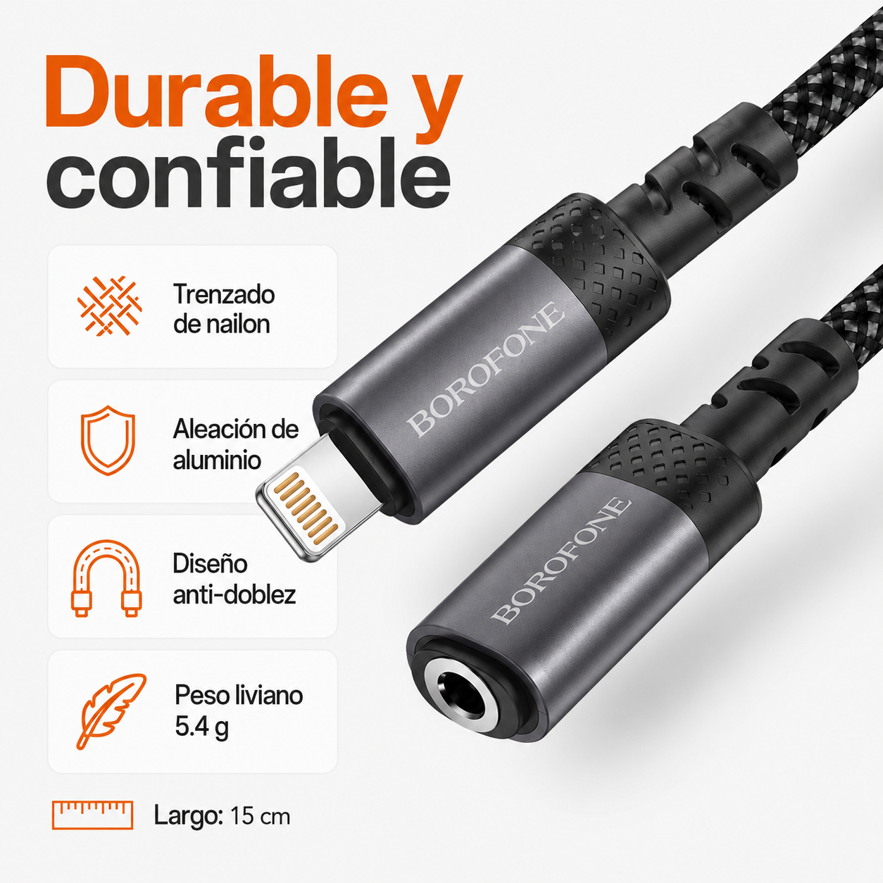 Cable Adaptador Lightning A 3 5mm Borofone BV24-6