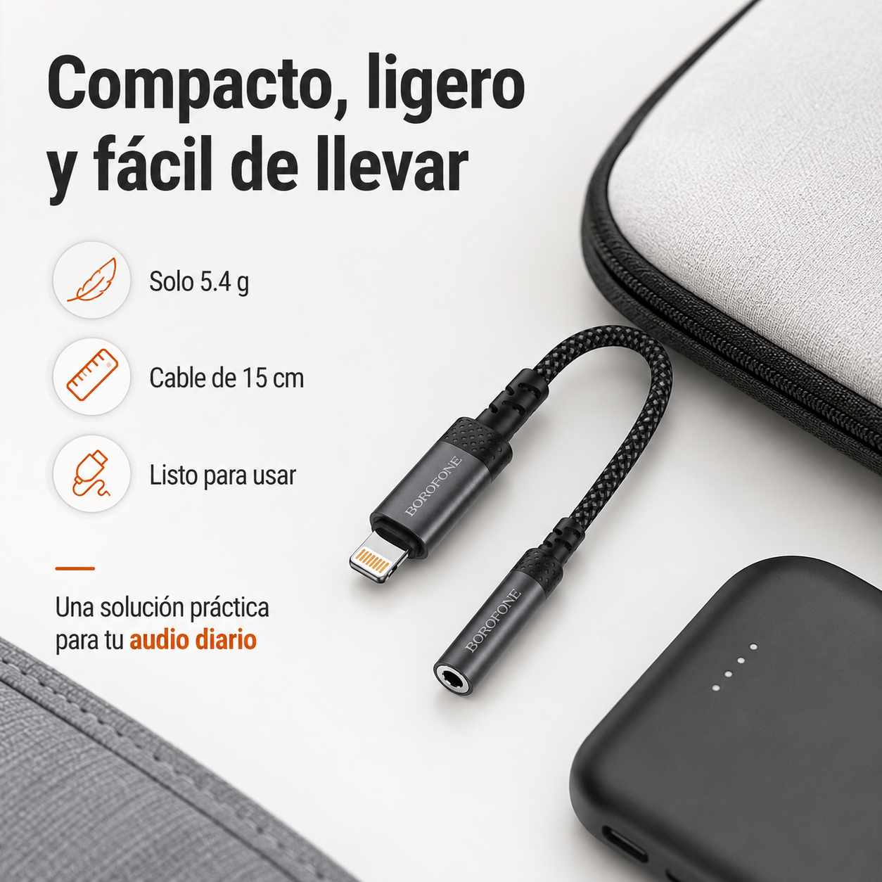Cable Adaptador Lightning A 3 5mm Borofone BV24-8