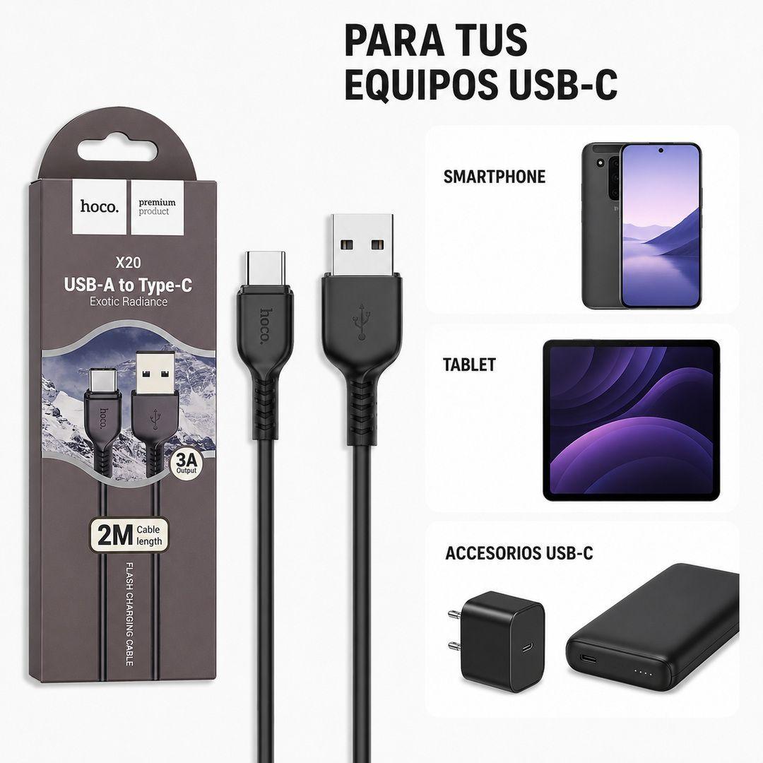 Cable Tipo C Hoco X20 2 Metros USB A Carga Rapida-7