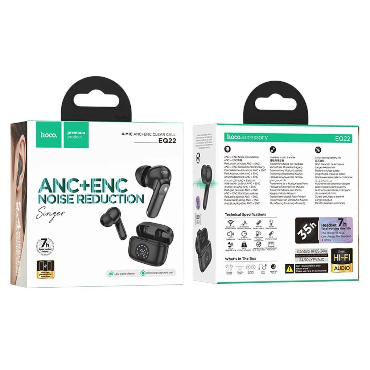 Audífonos Hoco EQ22 Singer ANC+ENC Negro -2