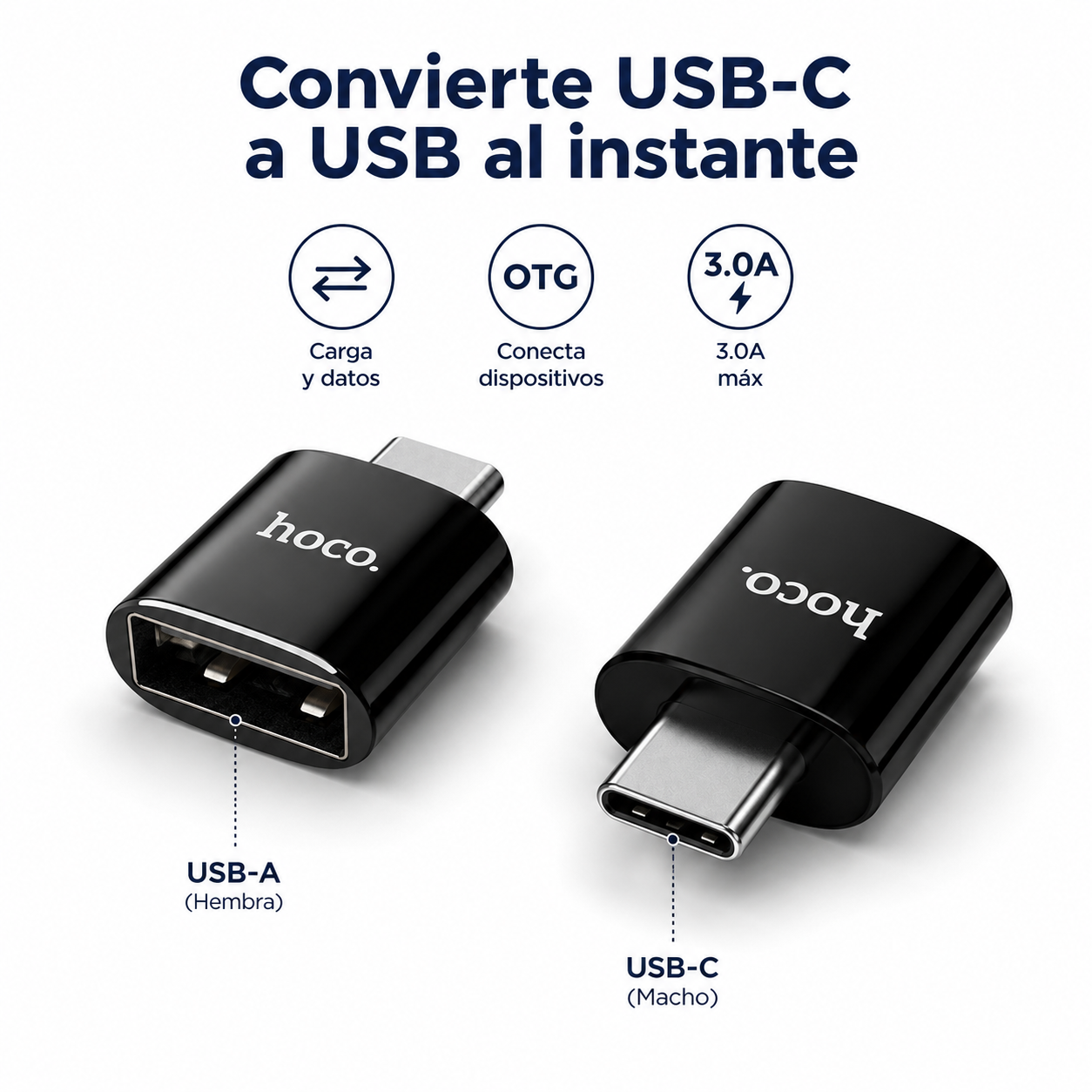 Adaptador USB C a USB OTG 3 0 Hoco UA5 Carga y Datos-2