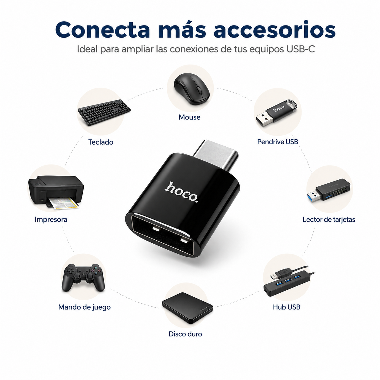 Adaptador USB C a USB OTG 3 0 Hoco UA5 Carga y Datos-3