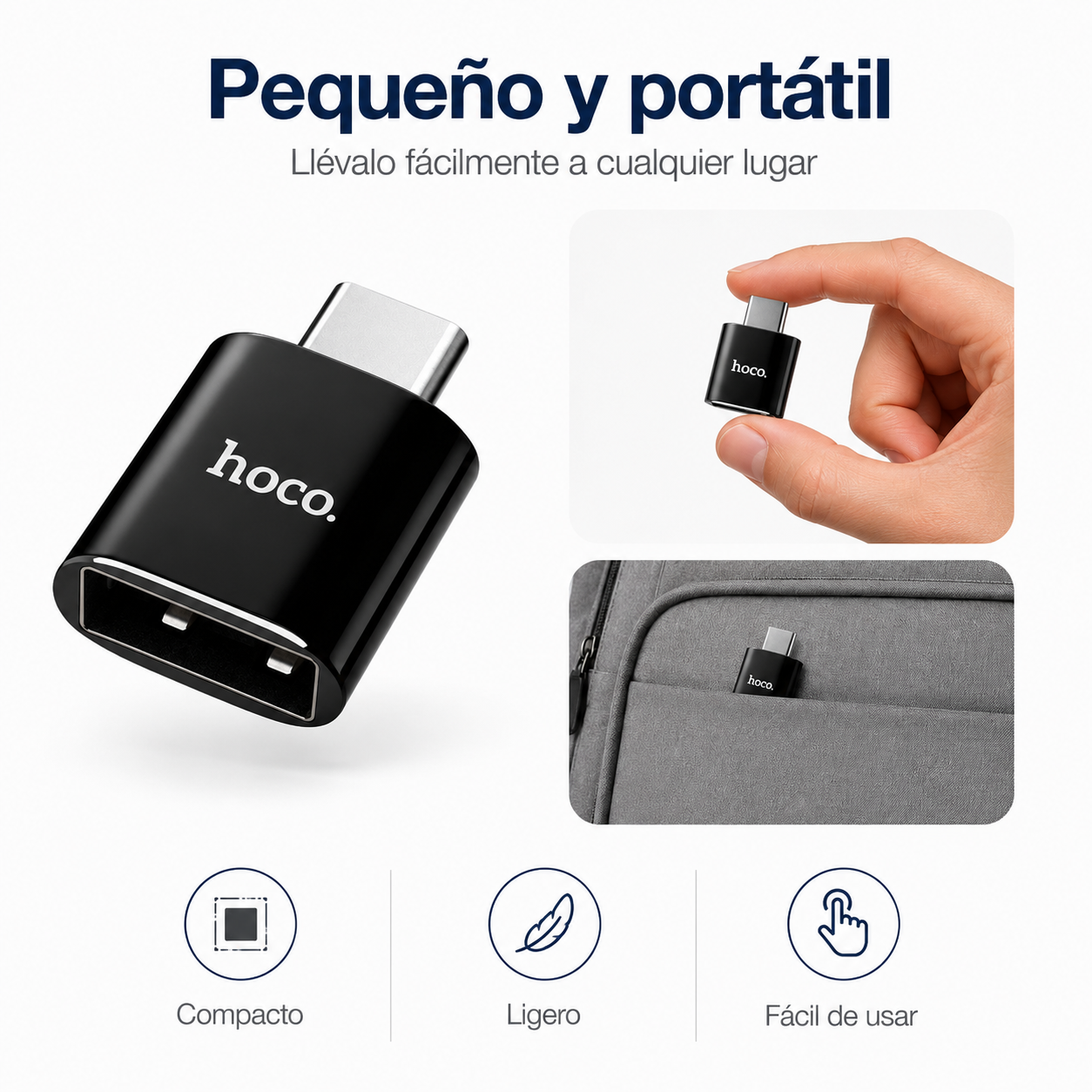 Adaptador USB C a USB OTG 3 0 Hoco UA5 Carga y Datos-5