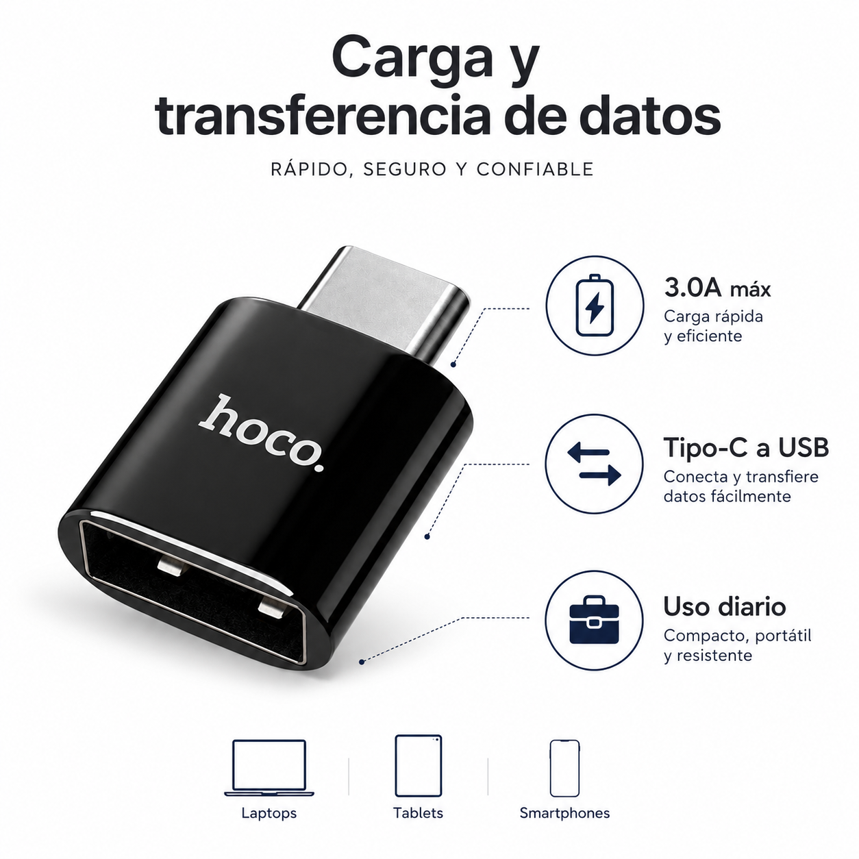 Adaptador USB C a USB OTG 3 0 Hoco UA5 Carga y Datos-6