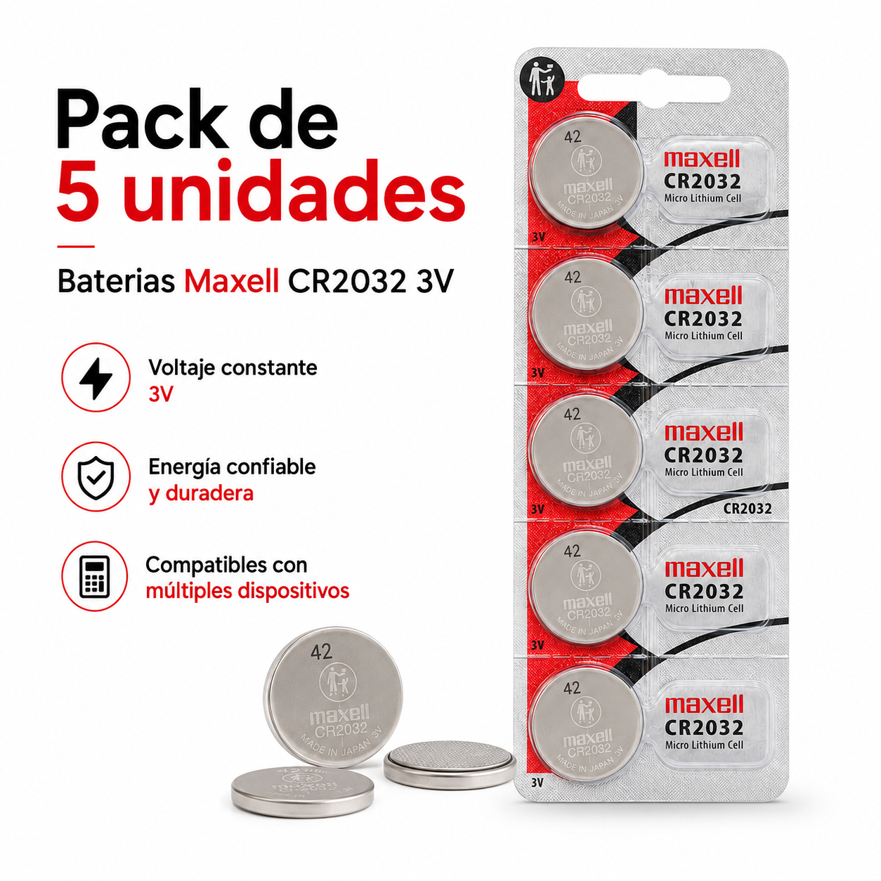 Pilas Maxell CR2032 3V Pack 5 Baterias Tipo Boton-2