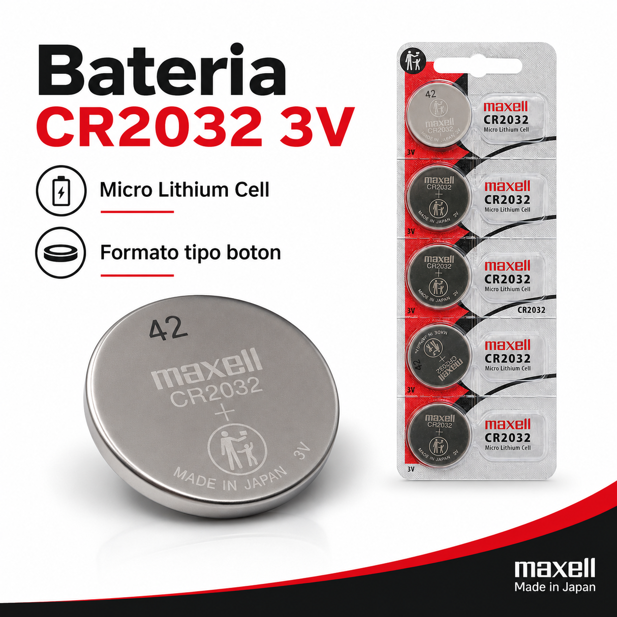 Pilas Maxell CR2032 3V Pack 5 Baterias Tipo Boton-3