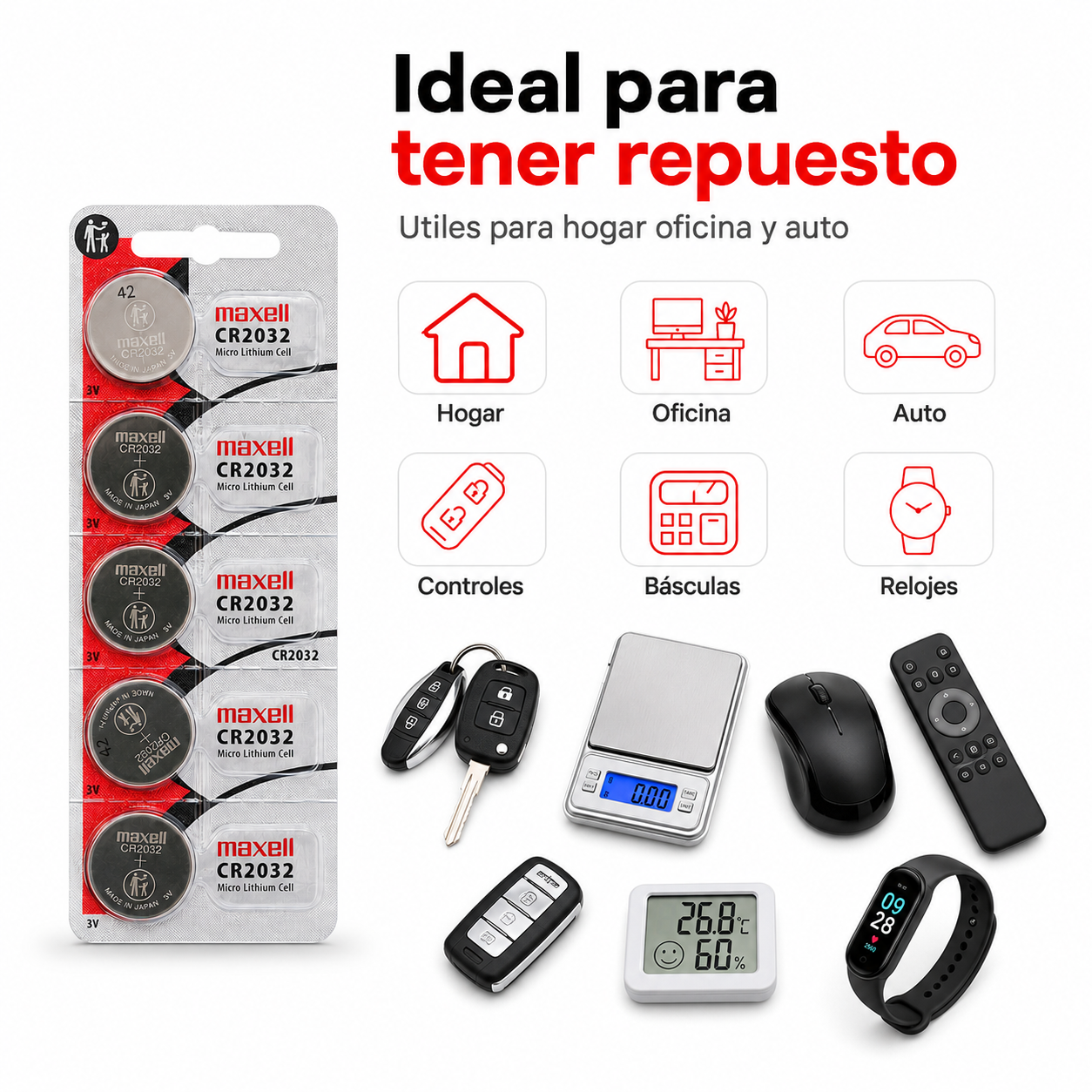 Pilas Maxell CR2032 3V Pack 5 Baterias Tipo Boton-6