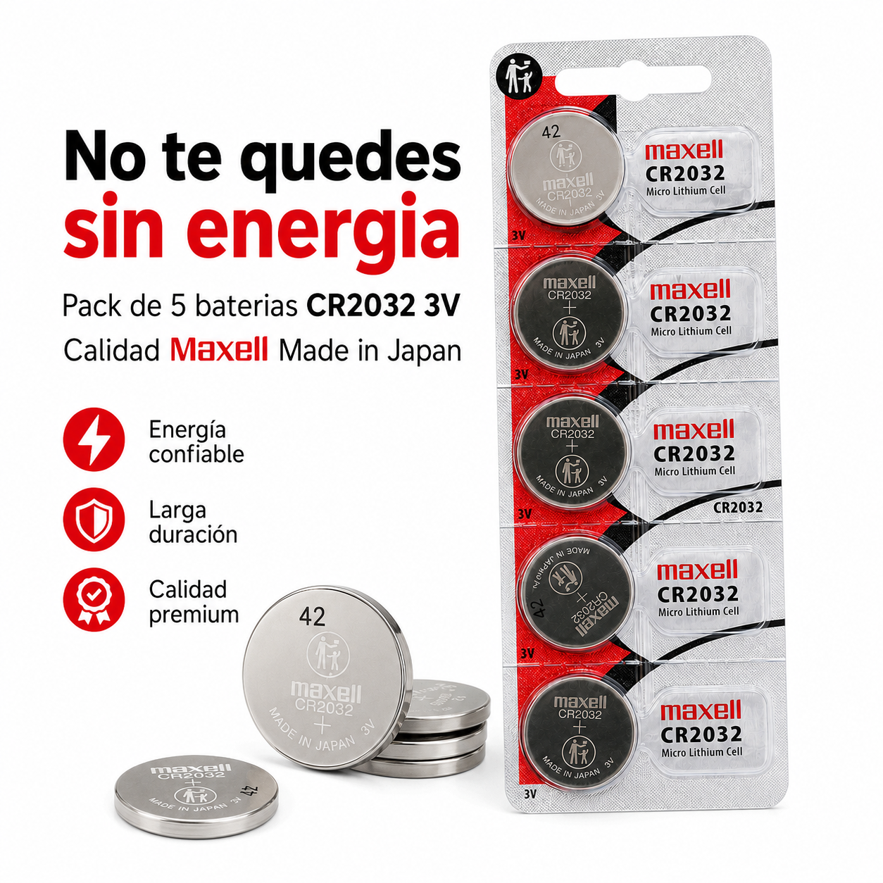 Pilas Maxell CR2032 3V Pack 5 Baterias Tipo Boton-8