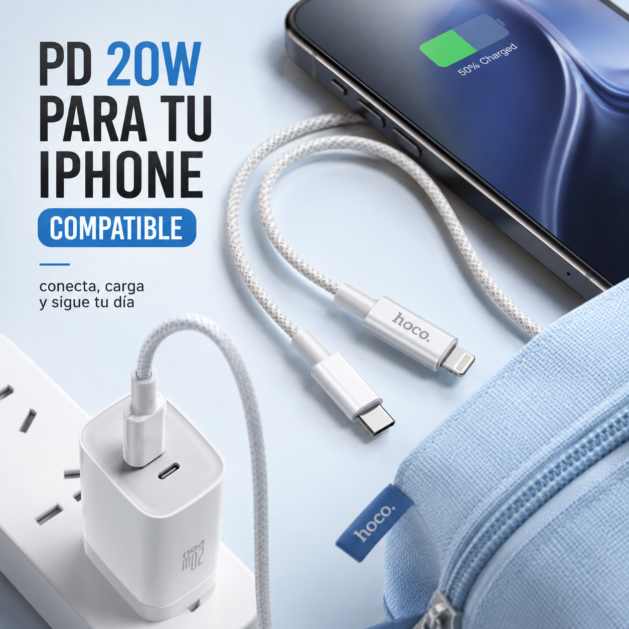 Cable USB C Compatible con iPhone Hoco X56 PD 20W 1 Metro-9