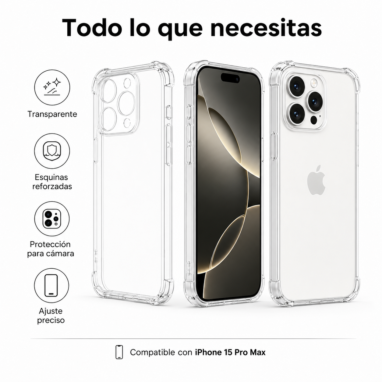 Carcasa Transparente Slim para iPhone 15 Pro Max-7