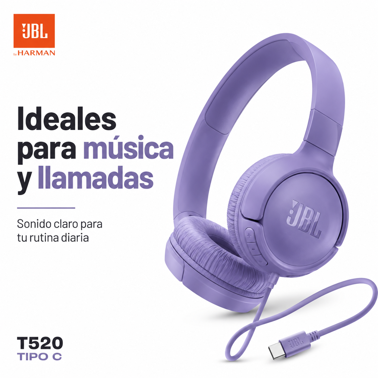 JBL Tune 520 USB C Audifonos Cableados Hi Res Original-6