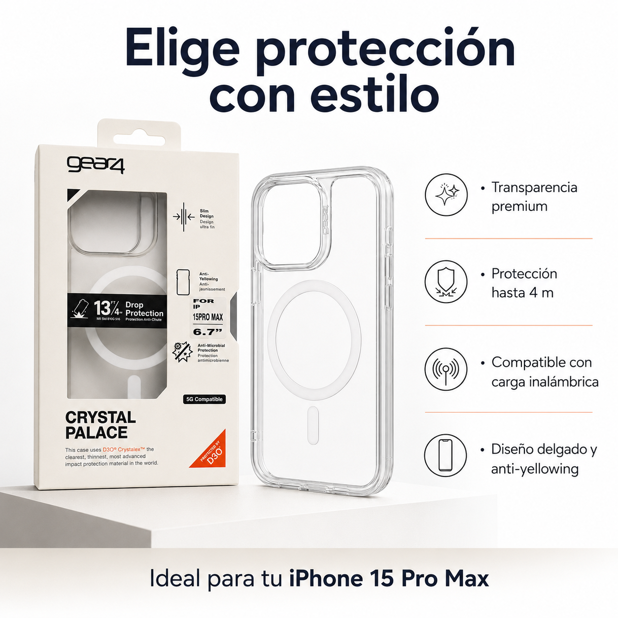 Carcasa Gear4 Crystal Palace Magsafe para iPhone 15 Pro Max-9