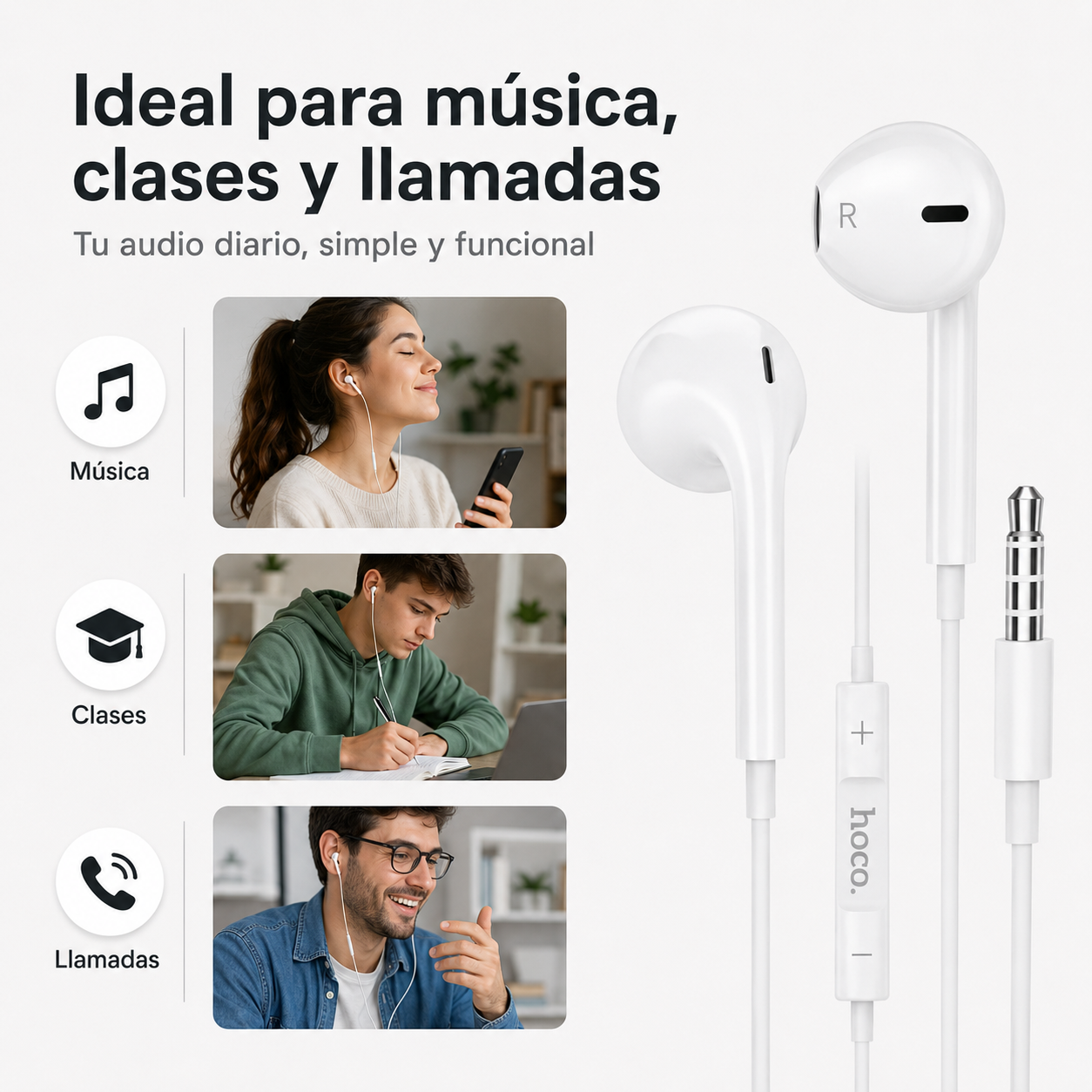 Audifonos Hoco M101 Jack 35mm Con Microfono Y Control-8