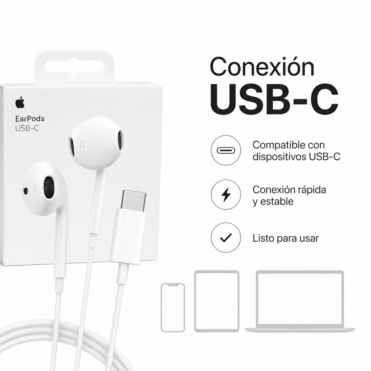 Apple EarPods USB C Original Con Micr fono Blanco-3