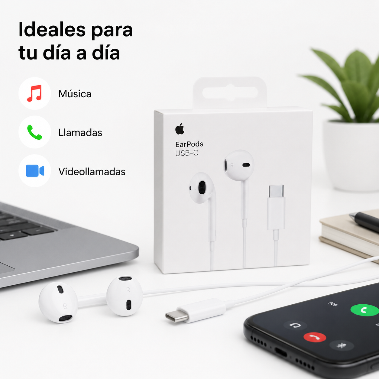 Apple EarPods USB C Original Con Micr fono Blanco-6