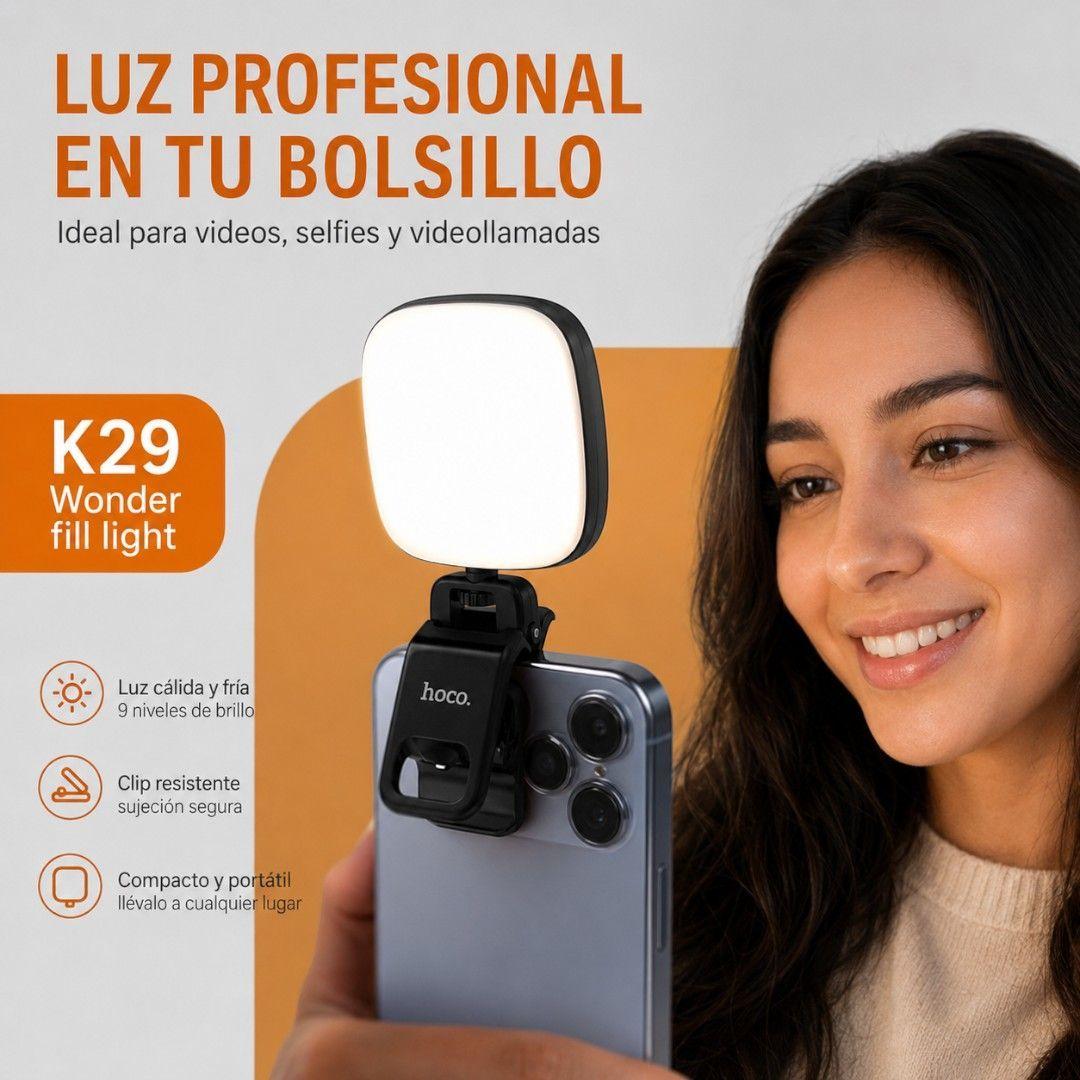 Luz Led Recargable Para Celular 3 Tonos Hoco K29-2