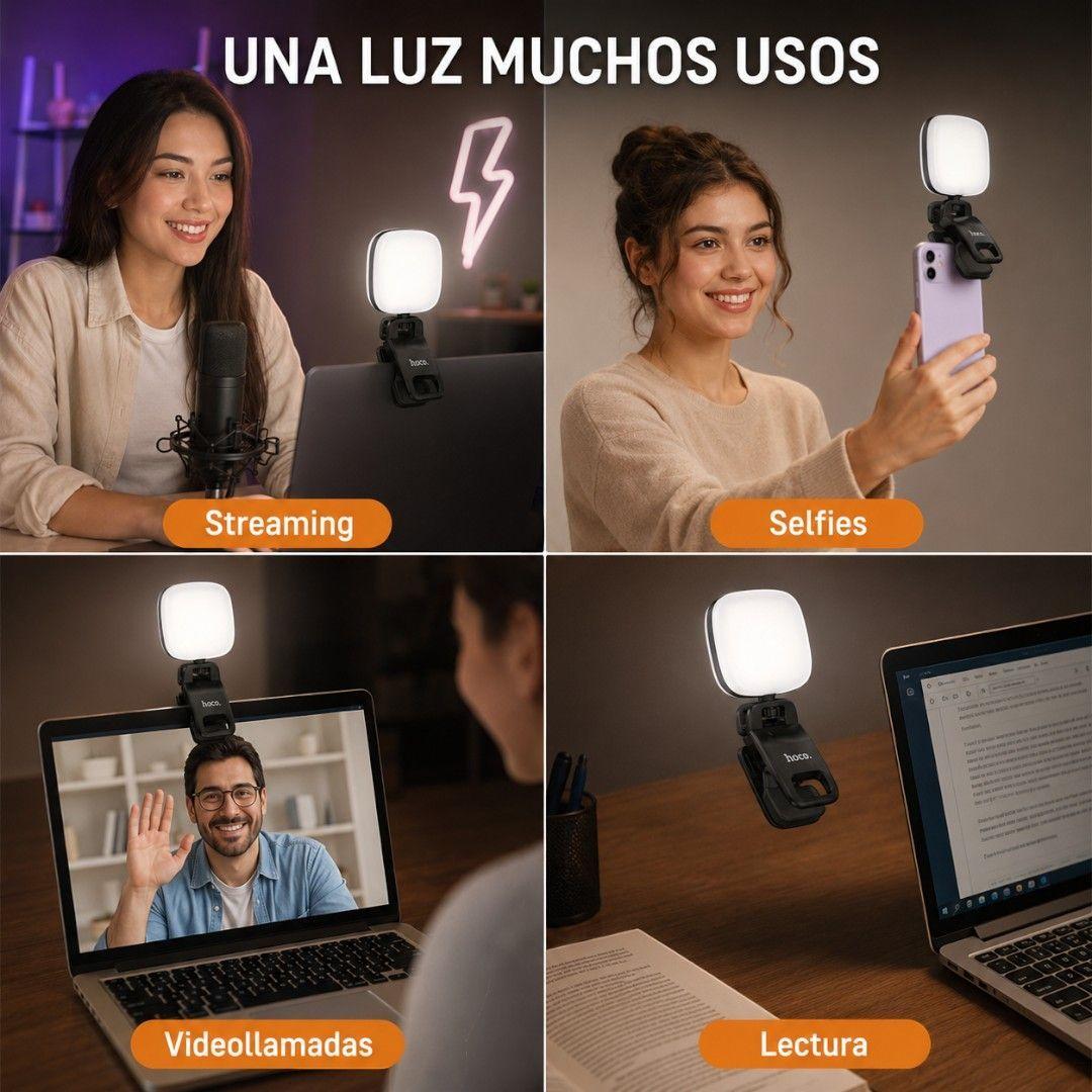 Luz Led Recargable Para Celular 3 Tonos Hoco K29-8