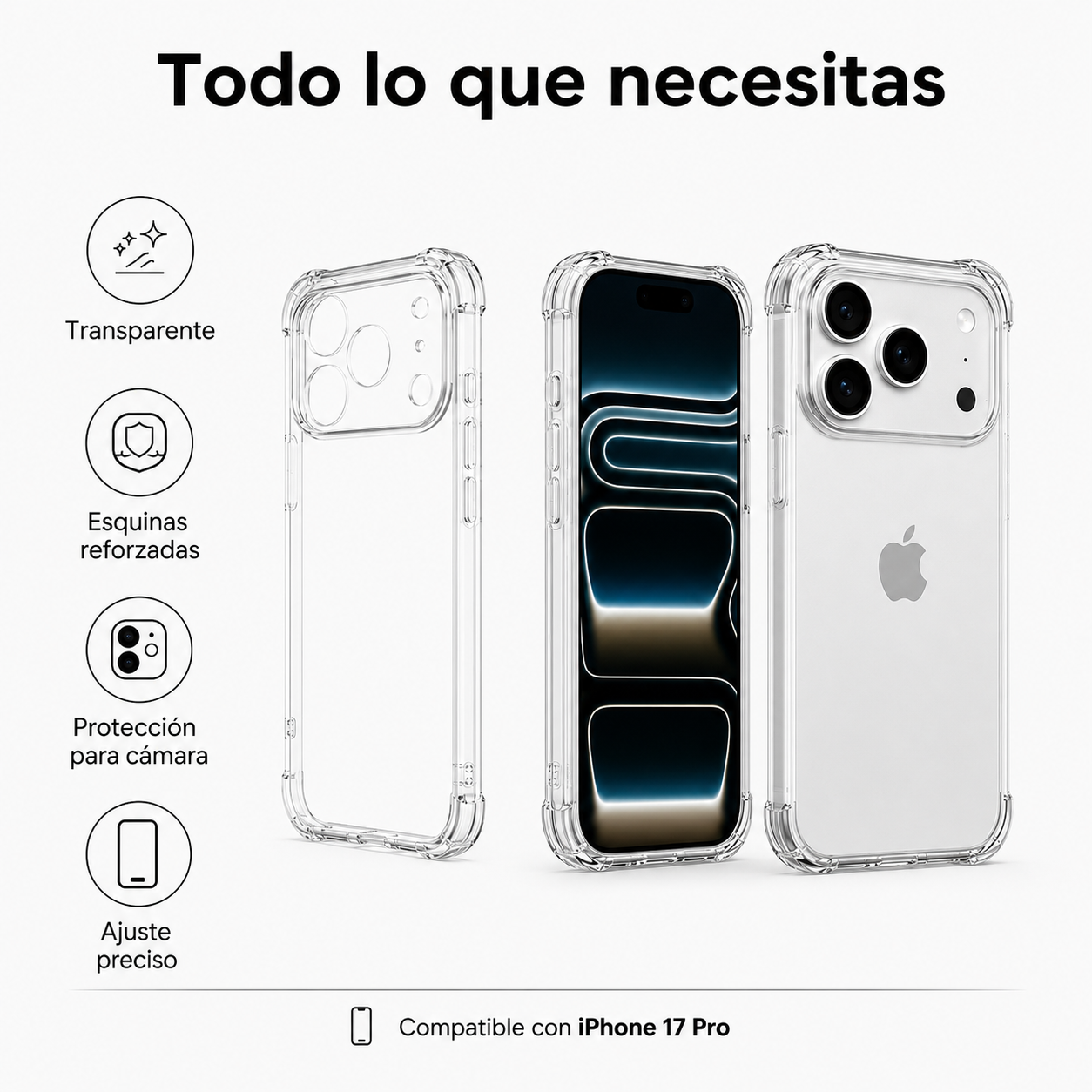 Carcasa Transparente Slim para iPhone 17 Pro-7