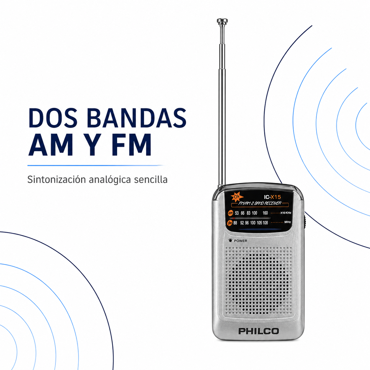 Radio Portatil AM FM Philco con Audifonos-3