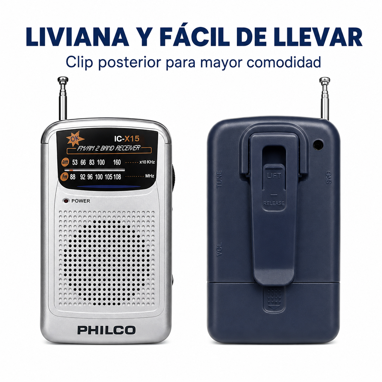 Radio Portatil AM FM Philco con Audifonos-4