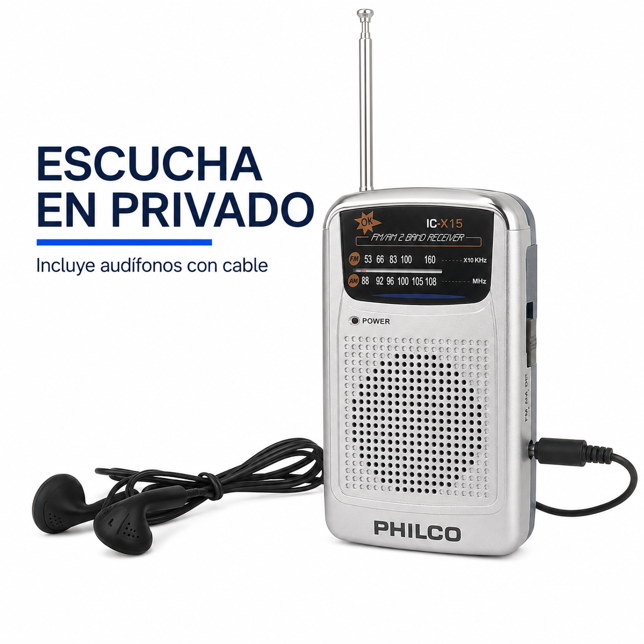 Radio Portatil AM FM Philco con Audifonos-6