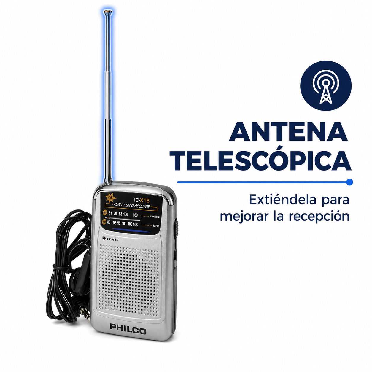 Radio Portatil AM FM Philco con Audifonos-7