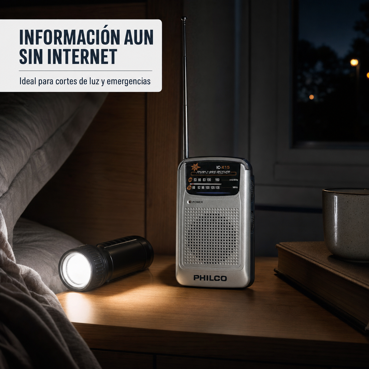 Radio Portatil AM FM Philco con Audifonos-8