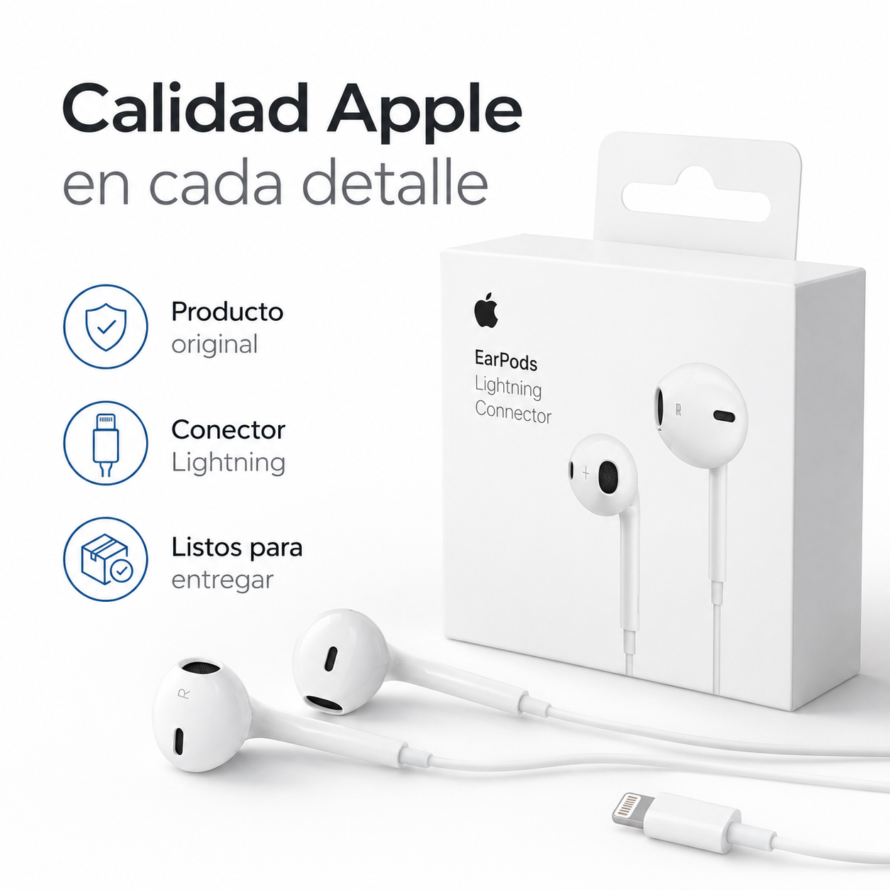 Audifonos Apple EarPods Originales Lightning Microfono Control-2