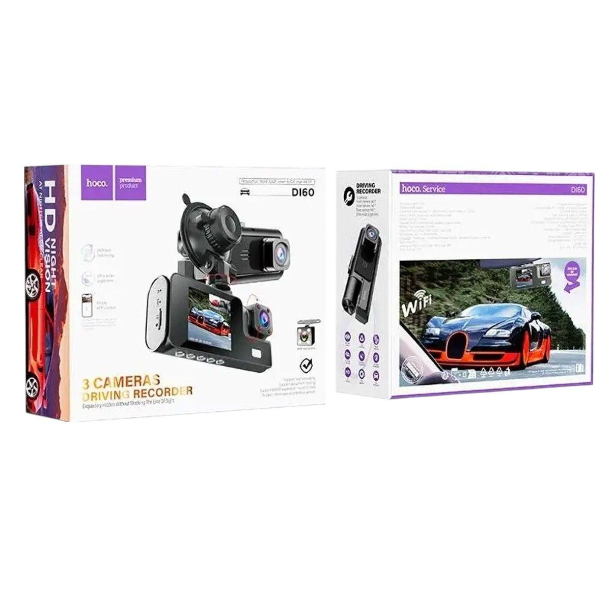 Cámara Auto Hoco DI60 World Negro – Dash Cam 3 pantallas, Full HD, Parking-5