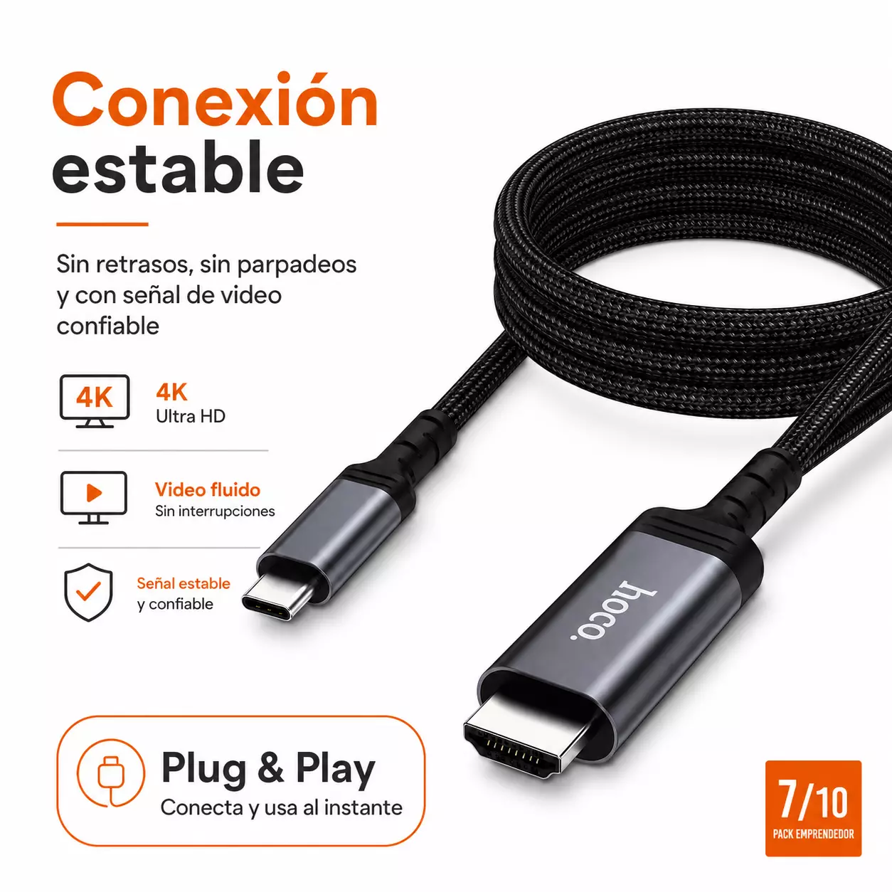 Cable USB C a HDMI 4K 30Hz 1 8m Video para TV Monitor-4