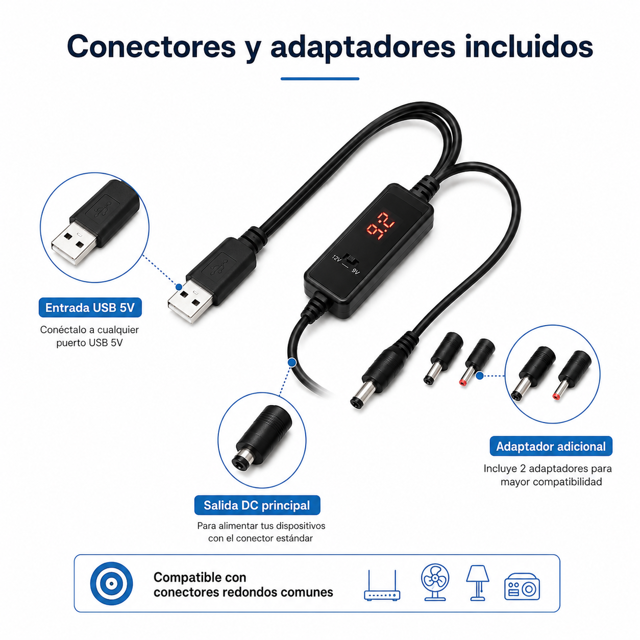 Convertidor Voltaje USB A DC 9V 12V Con Selector Y Display-4