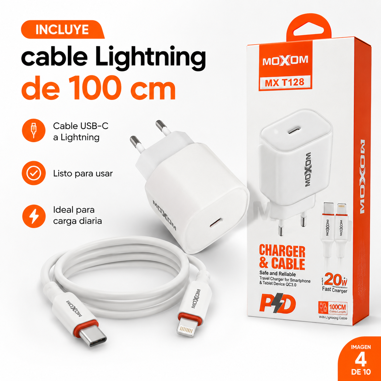 Cargador R pido 20W Para iPhone Con Cable USB C Lightning-3