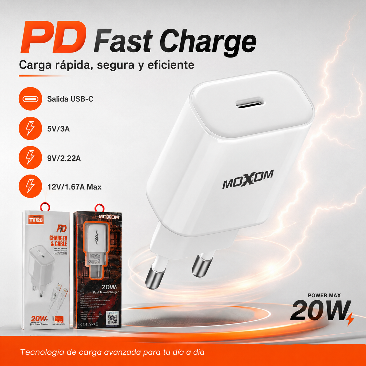 Cargador R pido 20W Para iPhone Con Cable USB C Lightning-4