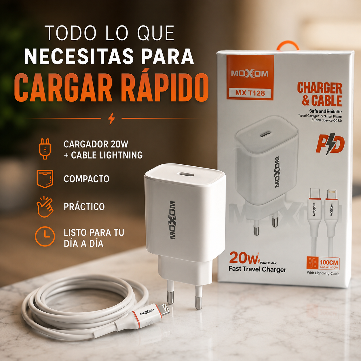 Cargador R pido 20W Para iPhone Con Cable USB C Lightning-6