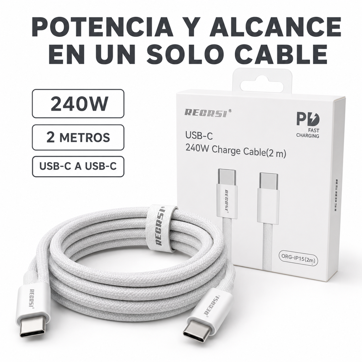 Cable Tipo C 240W Carga Rapida Trenzado 2 Metros-6