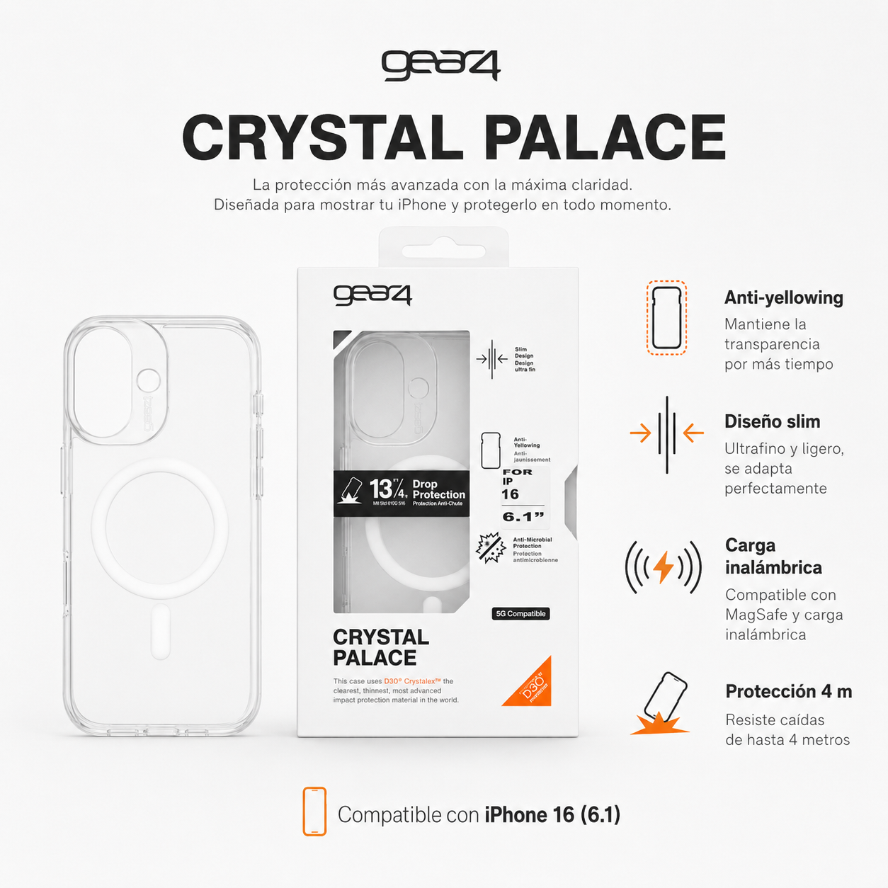 Carcasa Gear4 Crystal Palace Magsafe para iPhone 16-7