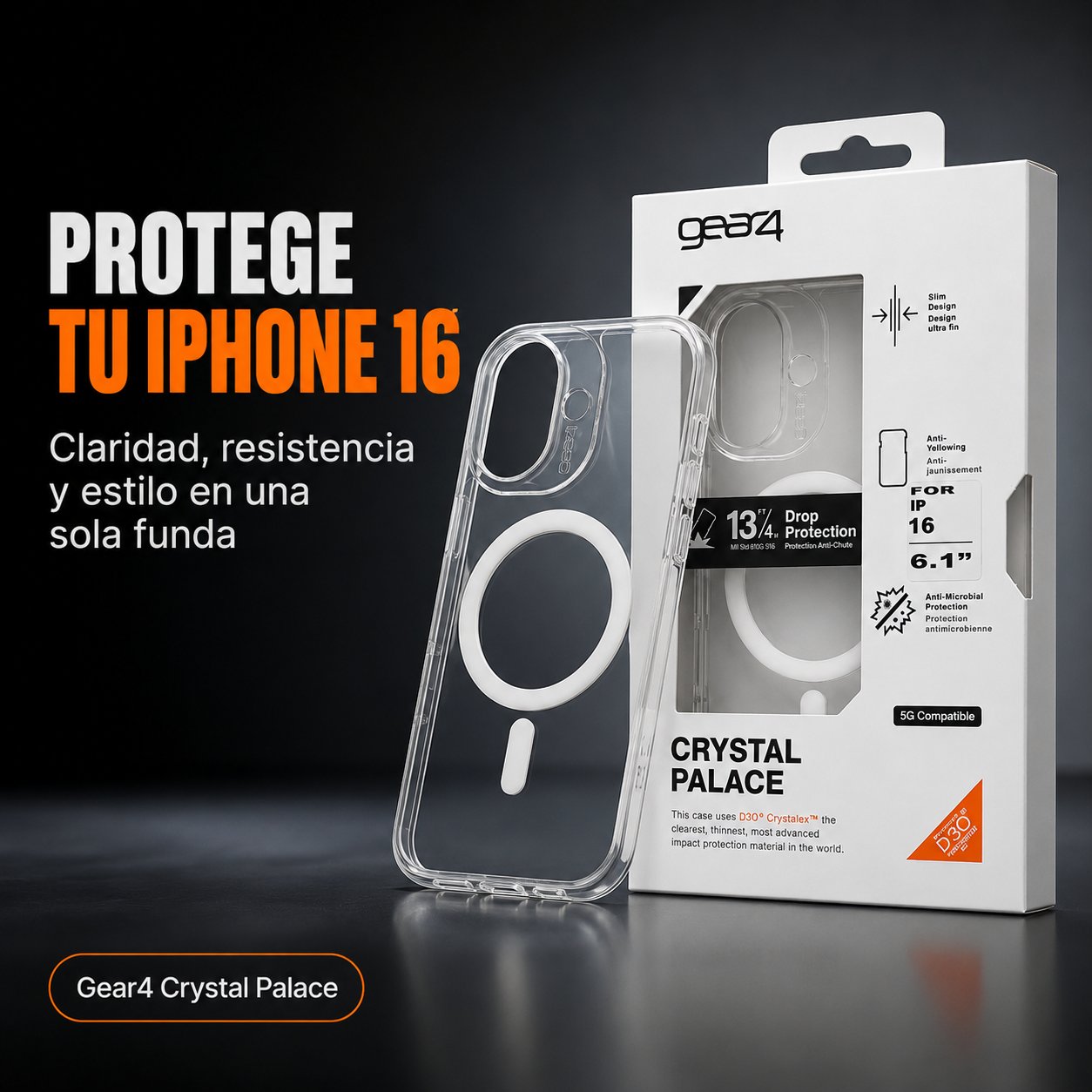 Carcasa Gear4 Crystal Palace Magsafe para iPhone 16-8