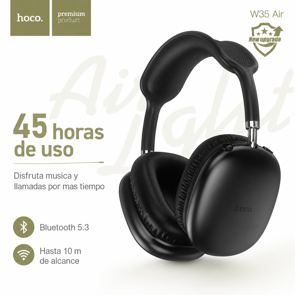 Audifonos Bluetooth Hoco W35 Air Hi Fi 45H Bluetooth 53-2
