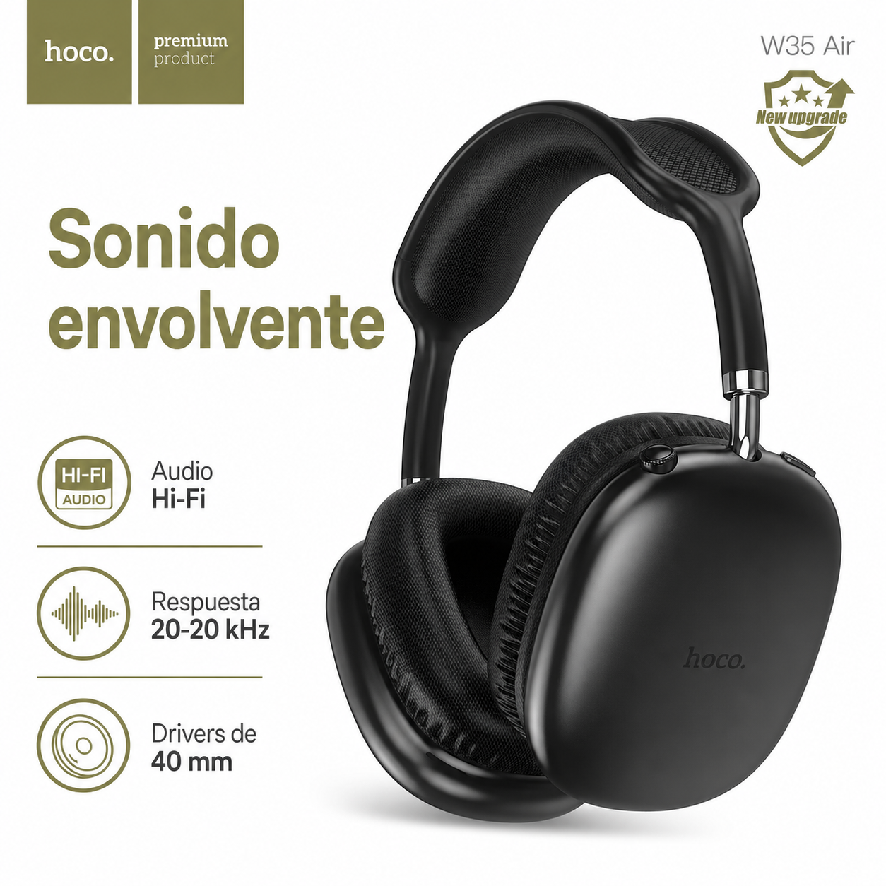 Audifonos Bluetooth Hoco W35 Air Hi Fi 45H Bluetooth 53-4