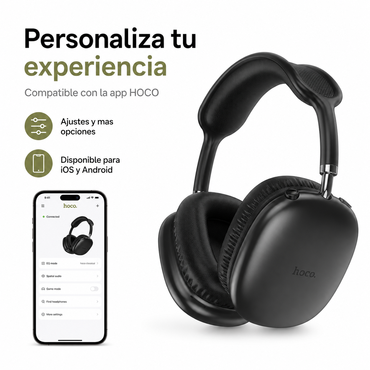 Audifonos Bluetooth Hoco W35 Air Hi Fi 45H Bluetooth 53-6
