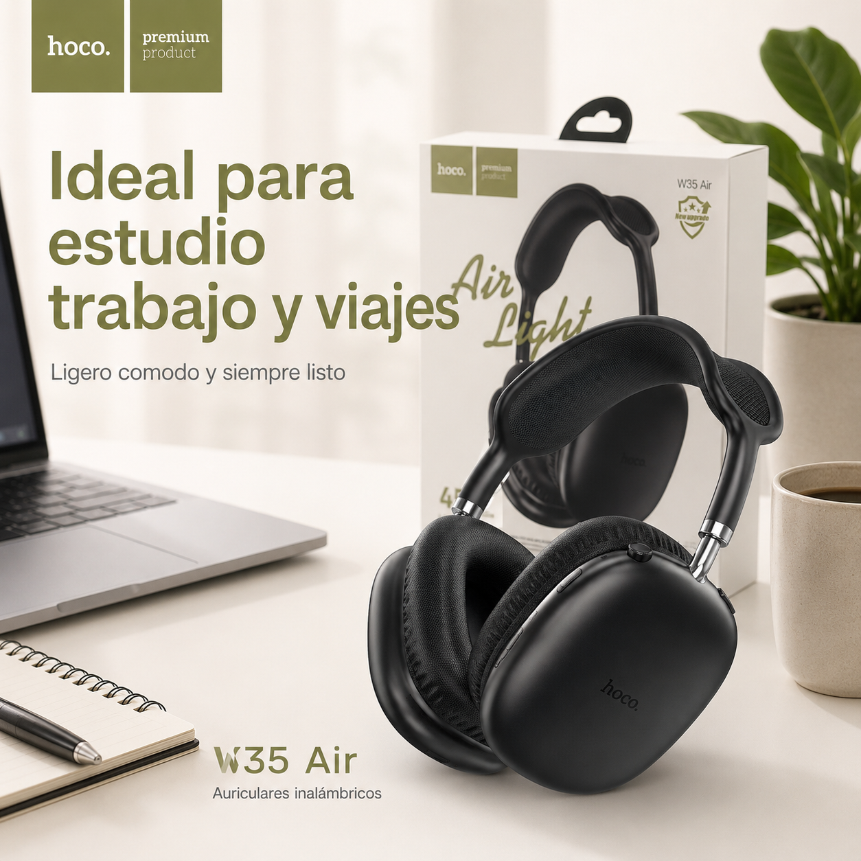 Audifonos Bluetooth Hoco W35 Air Hi Fi 45H Bluetooth 53-8