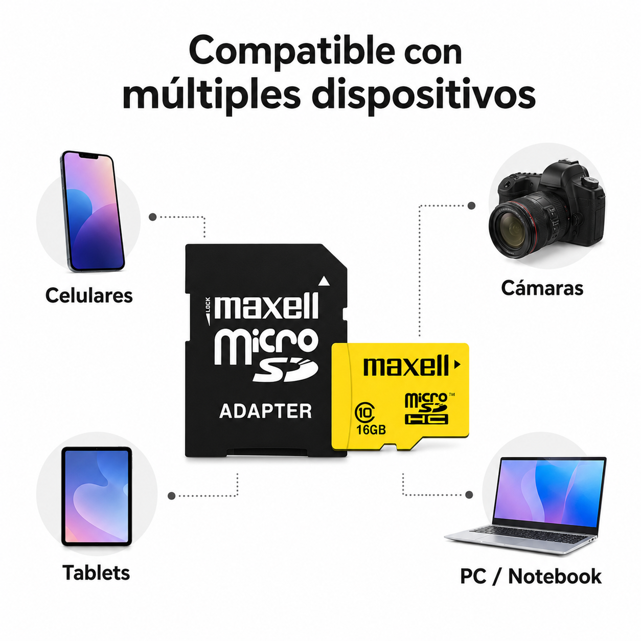 Tarjeta Micro SDHC Maxell 16GB Clase 10 Incluye Adaptador-3