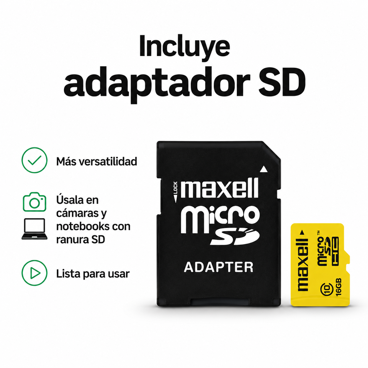 Tarjeta Micro SDHC Maxell 16GB Clase 10 Incluye Adaptador-4
