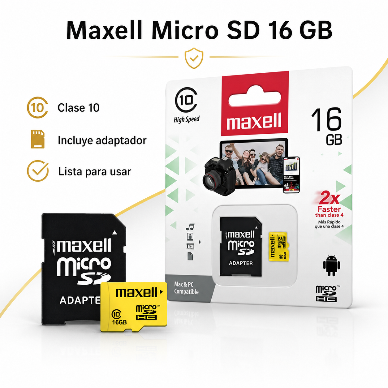 Tarjeta Micro SDHC Maxell 16GB Clase 10 Incluye Adaptador-9