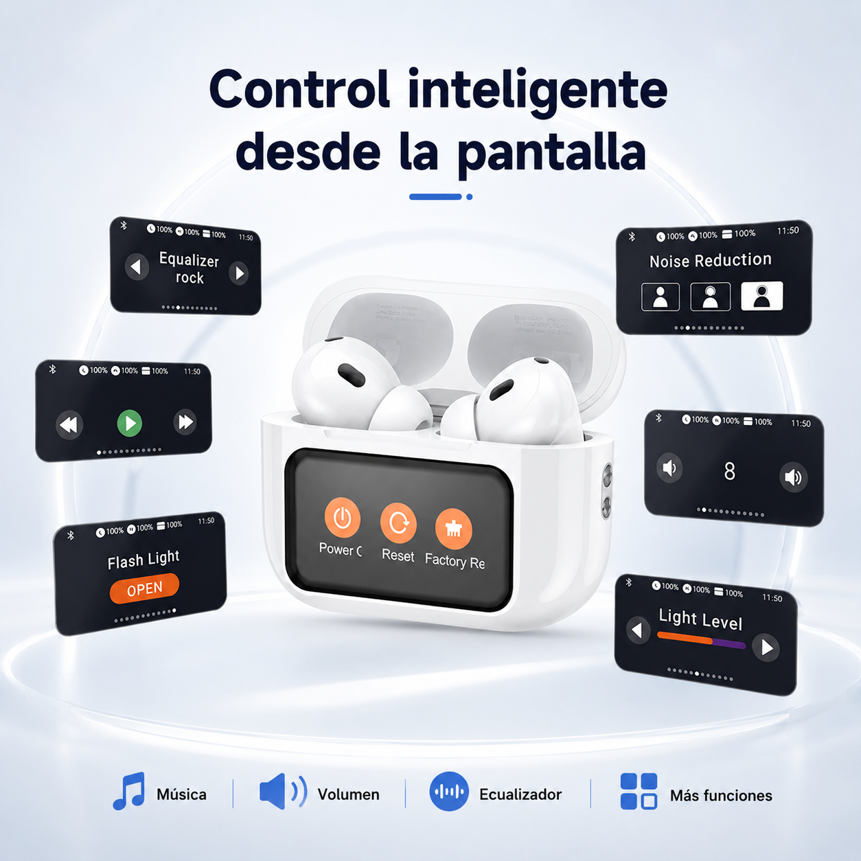 Aud fonos Bluetooth Hoco EW72 Pantalla T ctil ANC TWS-3