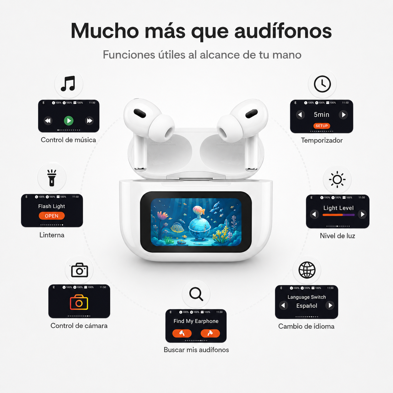 Aud fonos Bluetooth Hoco EW72 Pantalla T ctil ANC TWS-4