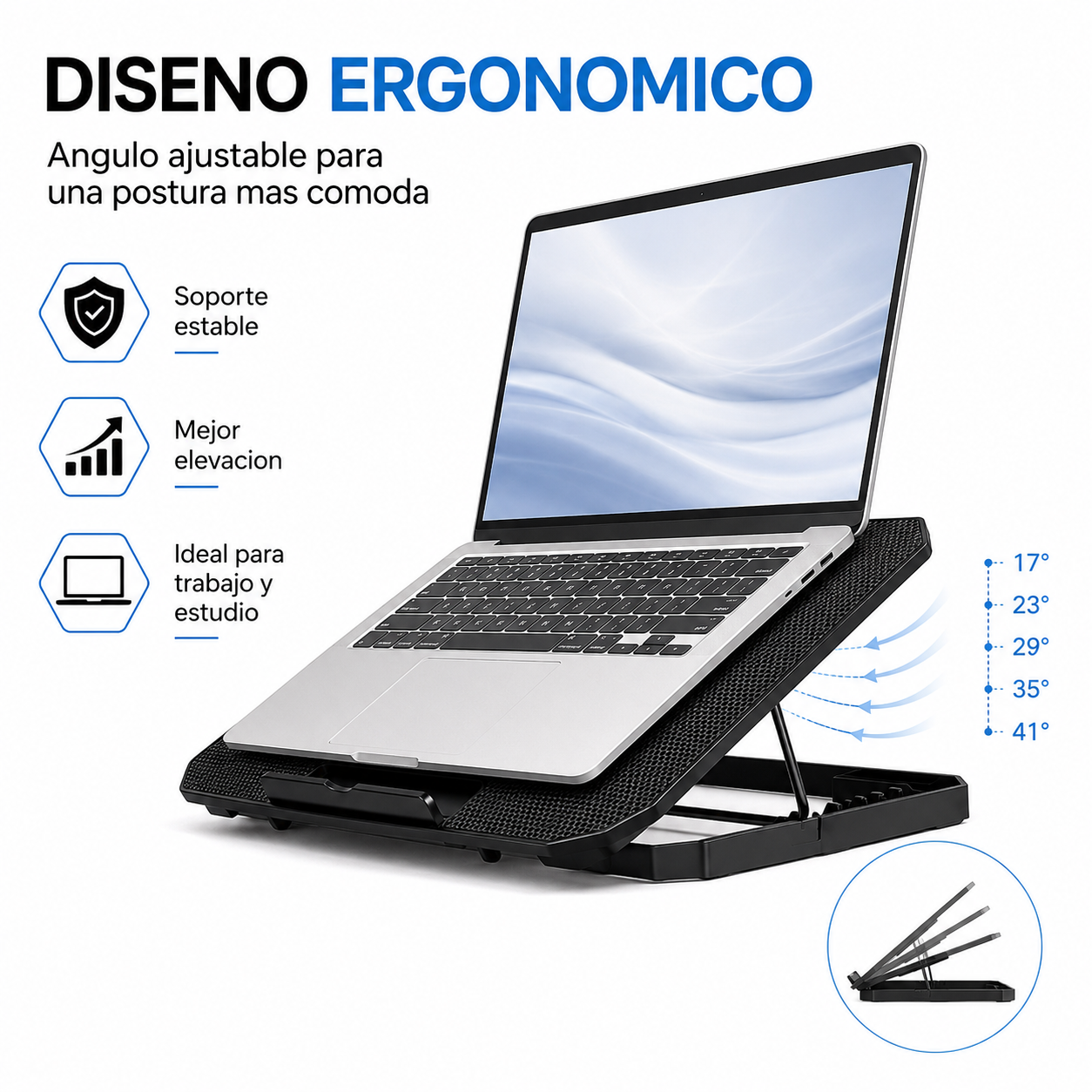Base Enfriadora Notebook Hasta 17 Pulgadas Usb Con Led-2